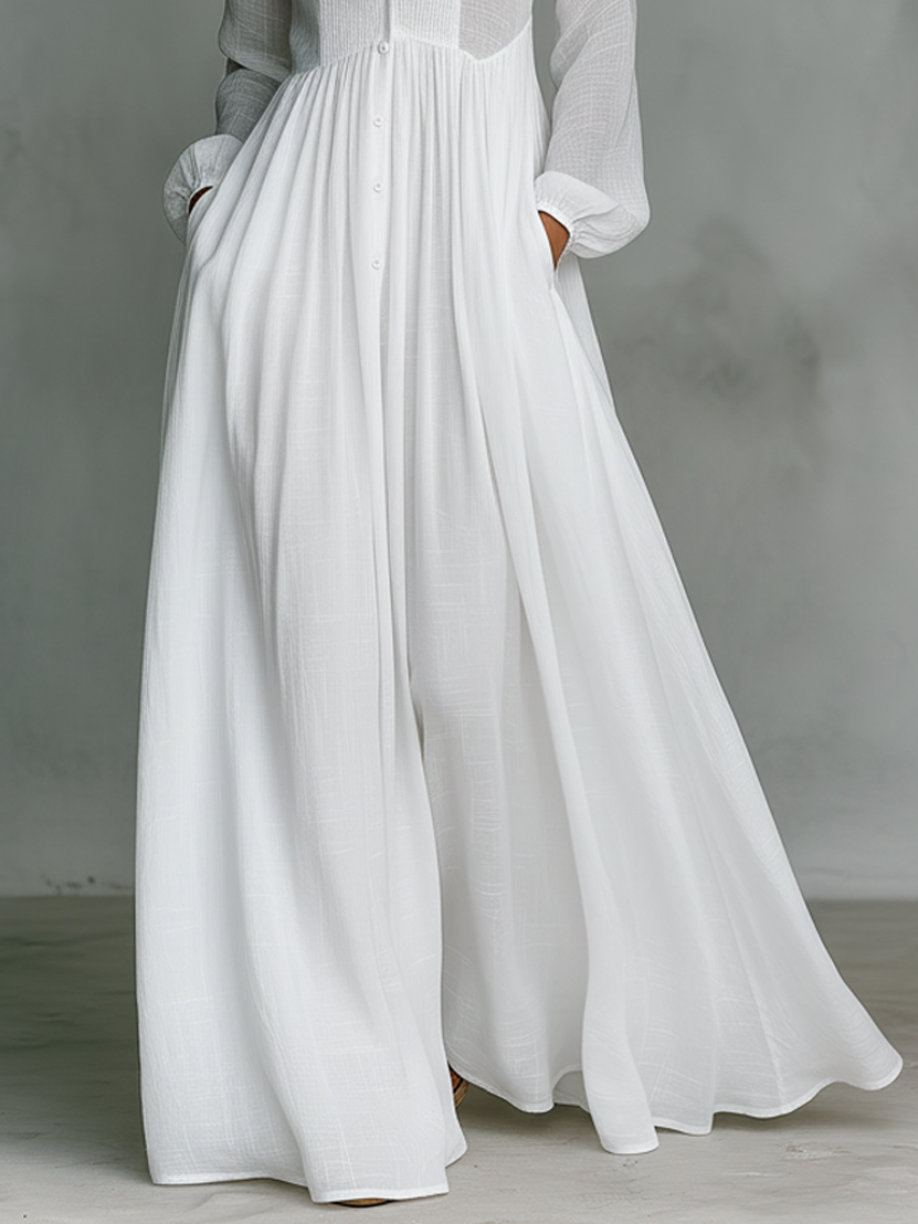 Elisa | Vestido maxi de algodón y lino