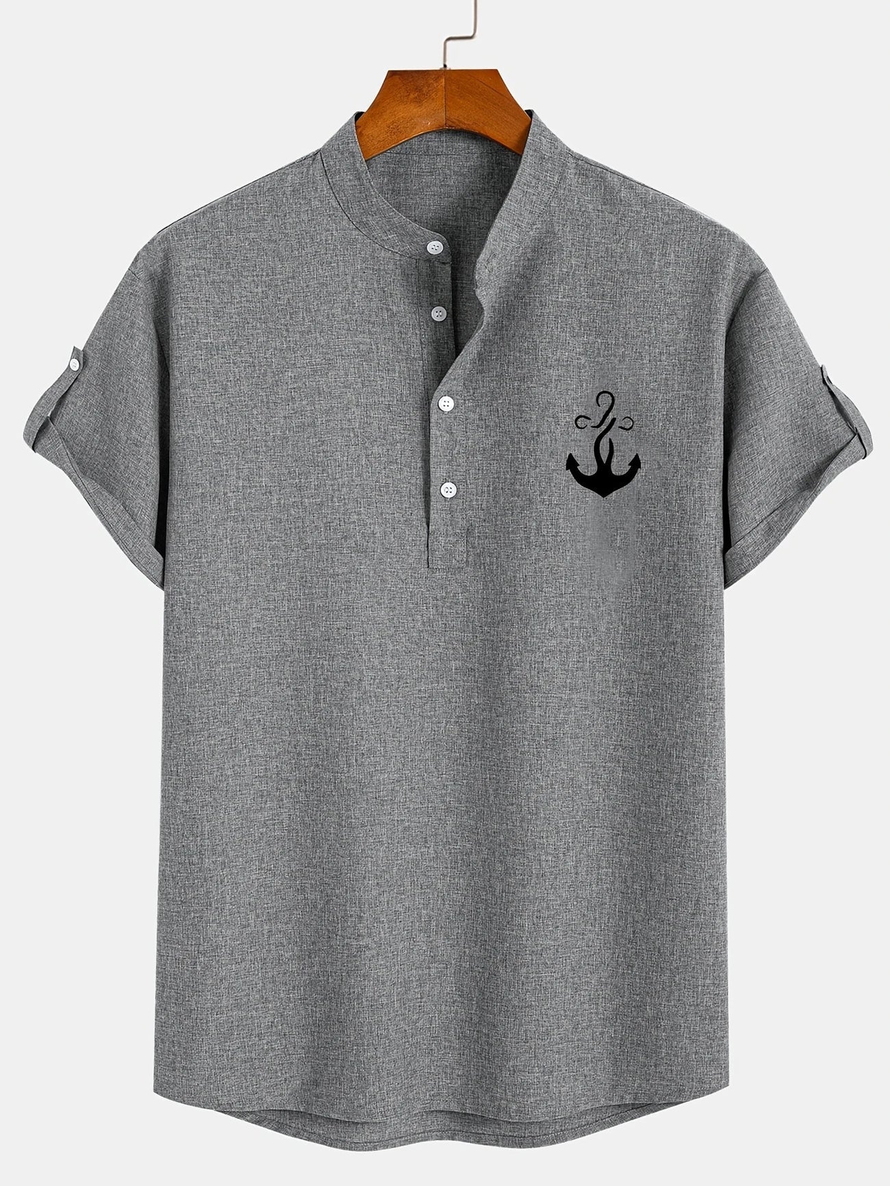 Adrián | Camisa elegante de manga corta con cuello mao