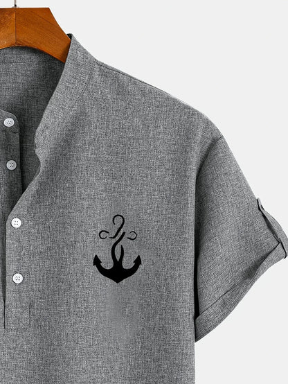 Adrián | Camisa elegante de manga corta con cuello mao