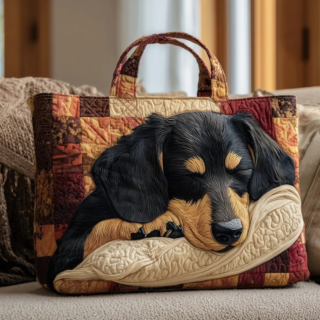 Lola · Bolso Tote Artesanal con Perro Salchicha