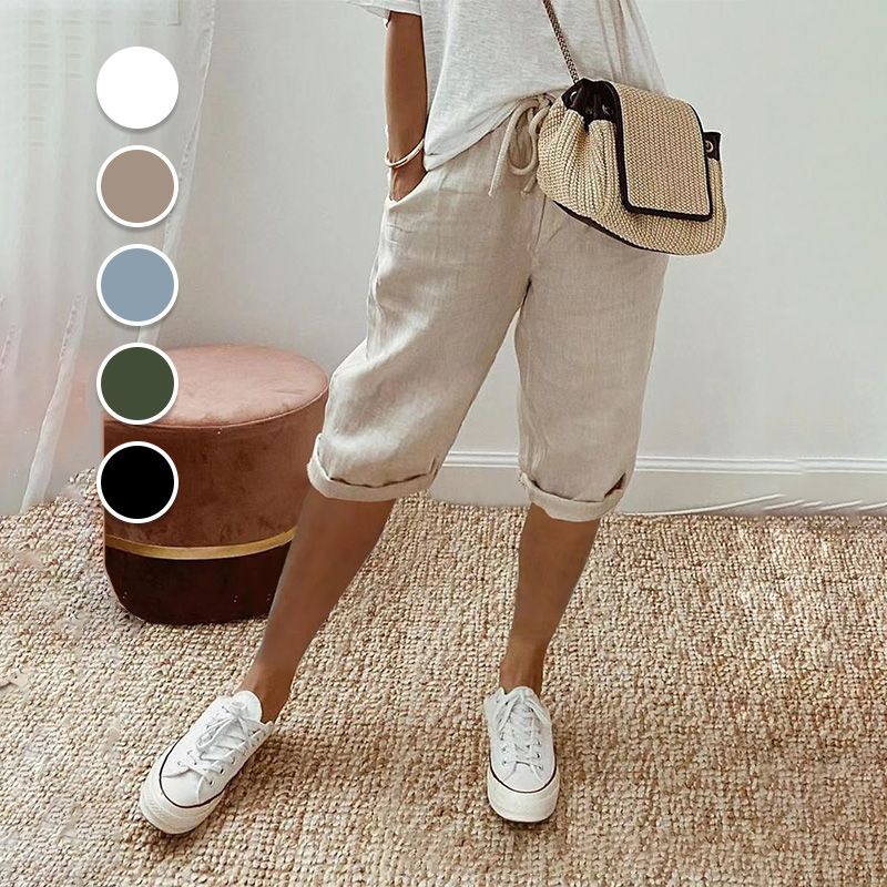 Lara · Shorts de Algodón y Lino con Cordón
