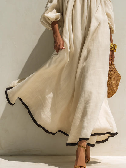 Lena · Vestido Maxi de Lino con Hombros Descubiertos