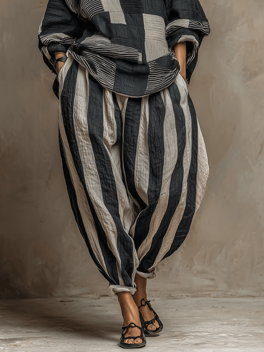 Nadia · Conjunto Holgado Color Block Gris