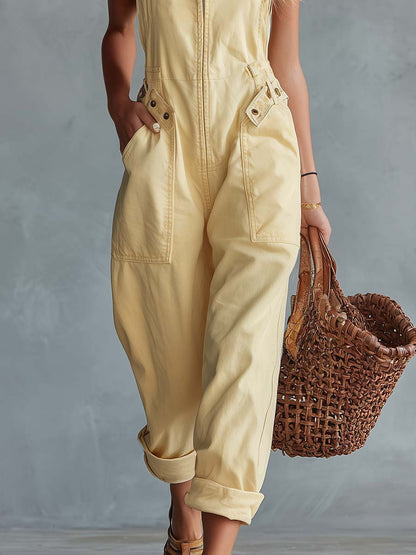 Andrea · Mono Denim con Escote Cuadrado y Cinturón
