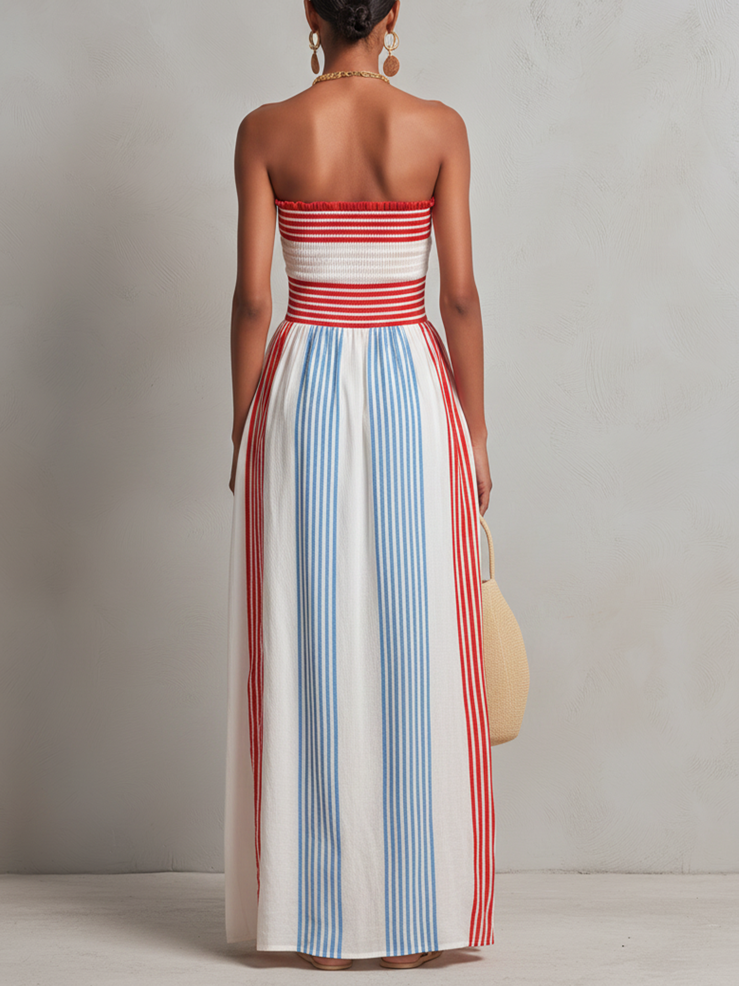 Lena · Vestido Maxi Sin Tirantes a Rayas