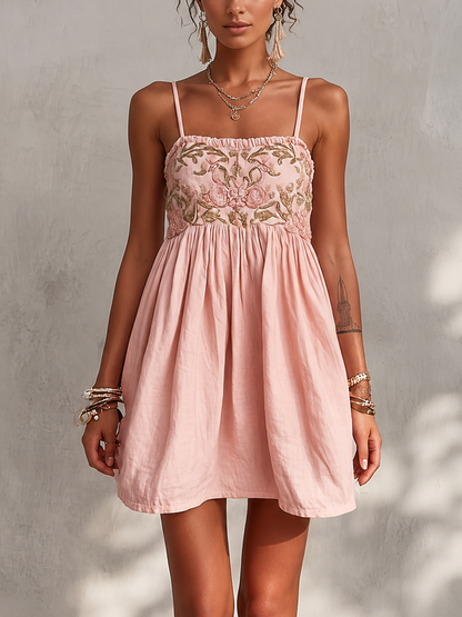 Nadia · Vestido Mini Camisero con Bordado