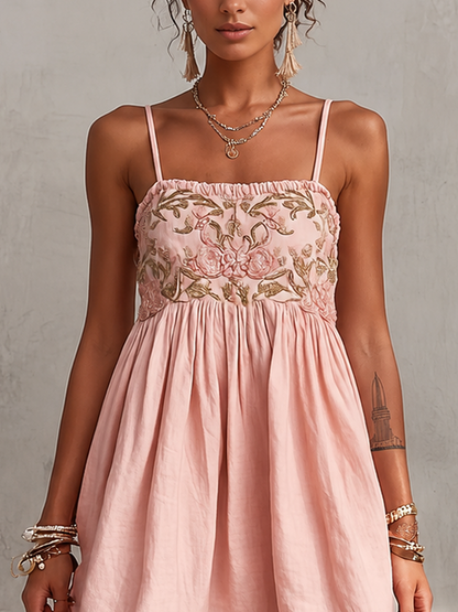 Nadia · Vestido Mini Camisero con Bordado