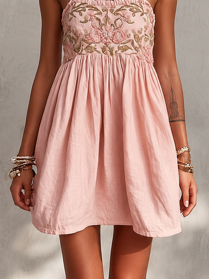 Nadia · Vestido Mini Camisero con Bordado