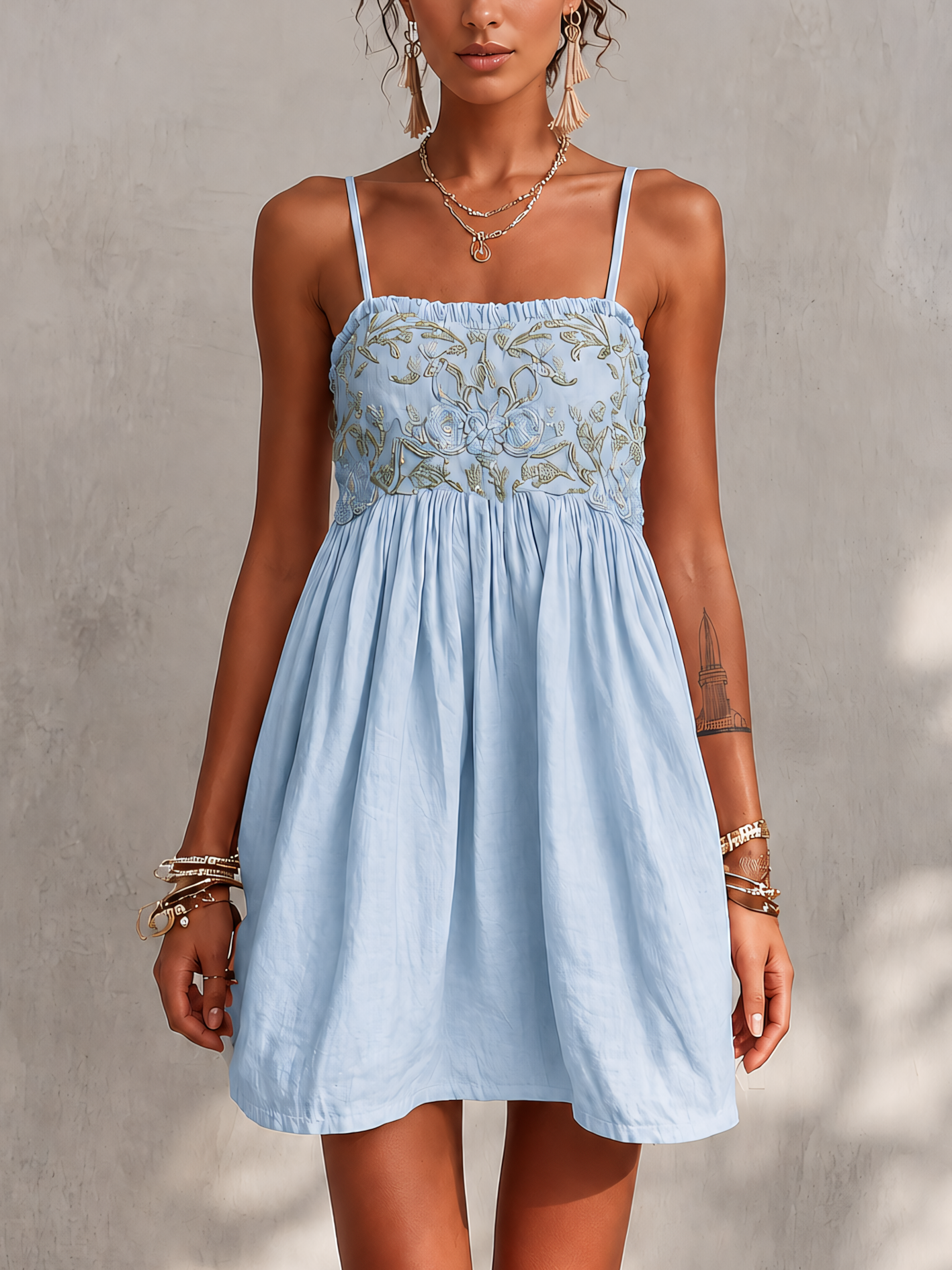Nadia · Vestido Mini Camisero con Bordado
