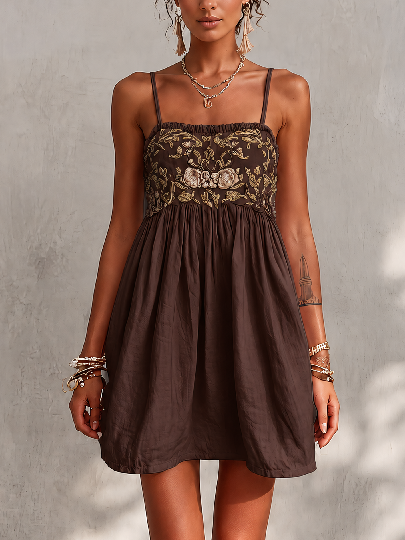 Nadia · Vestido Mini Camisero con Bordado