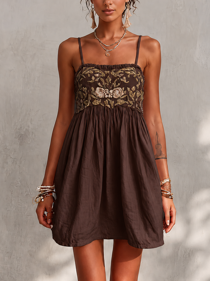 Nadia · Vestido Mini Camisero con Bordado