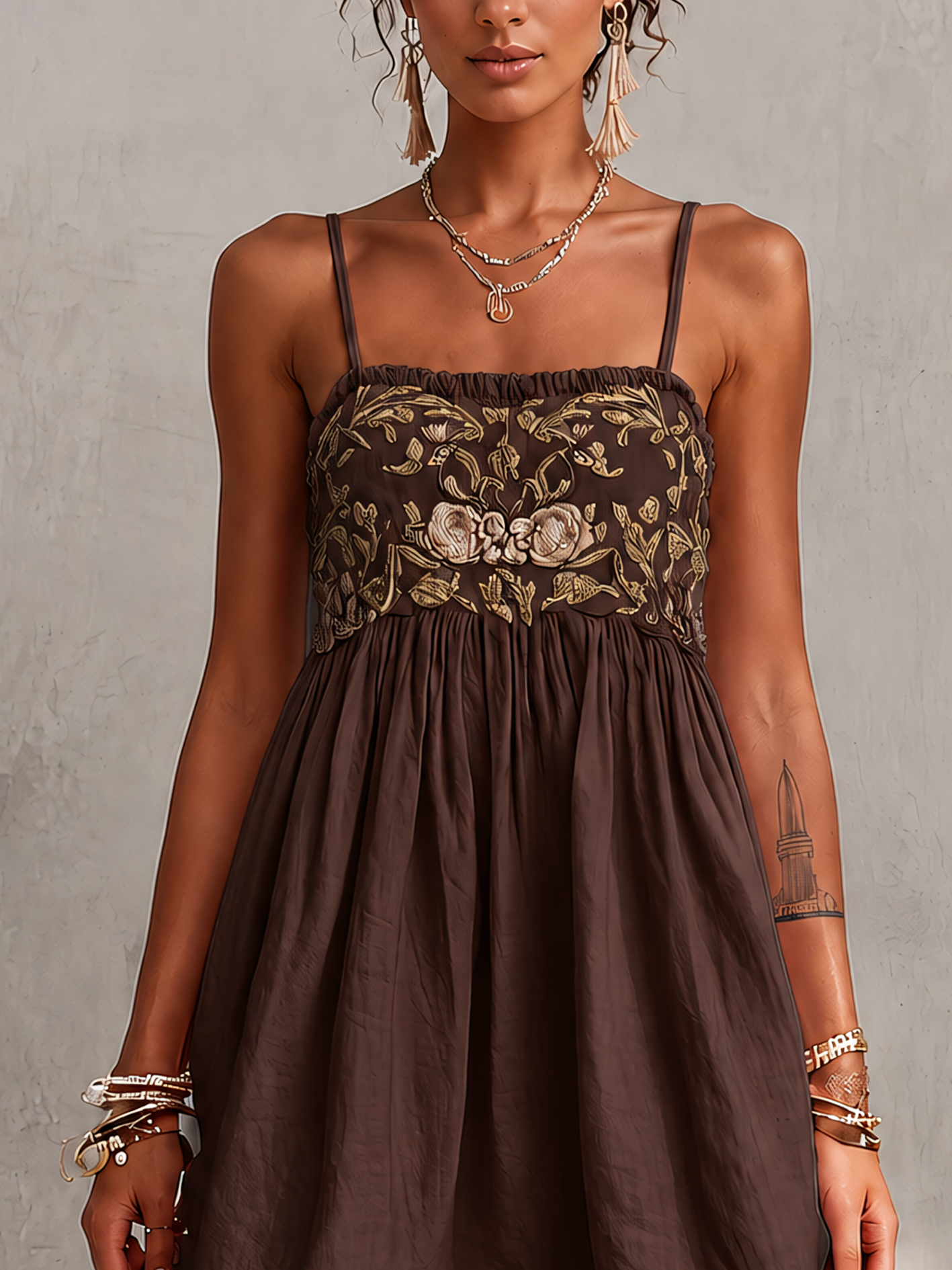 Nadia · Vestido Mini Camisero con Bordado