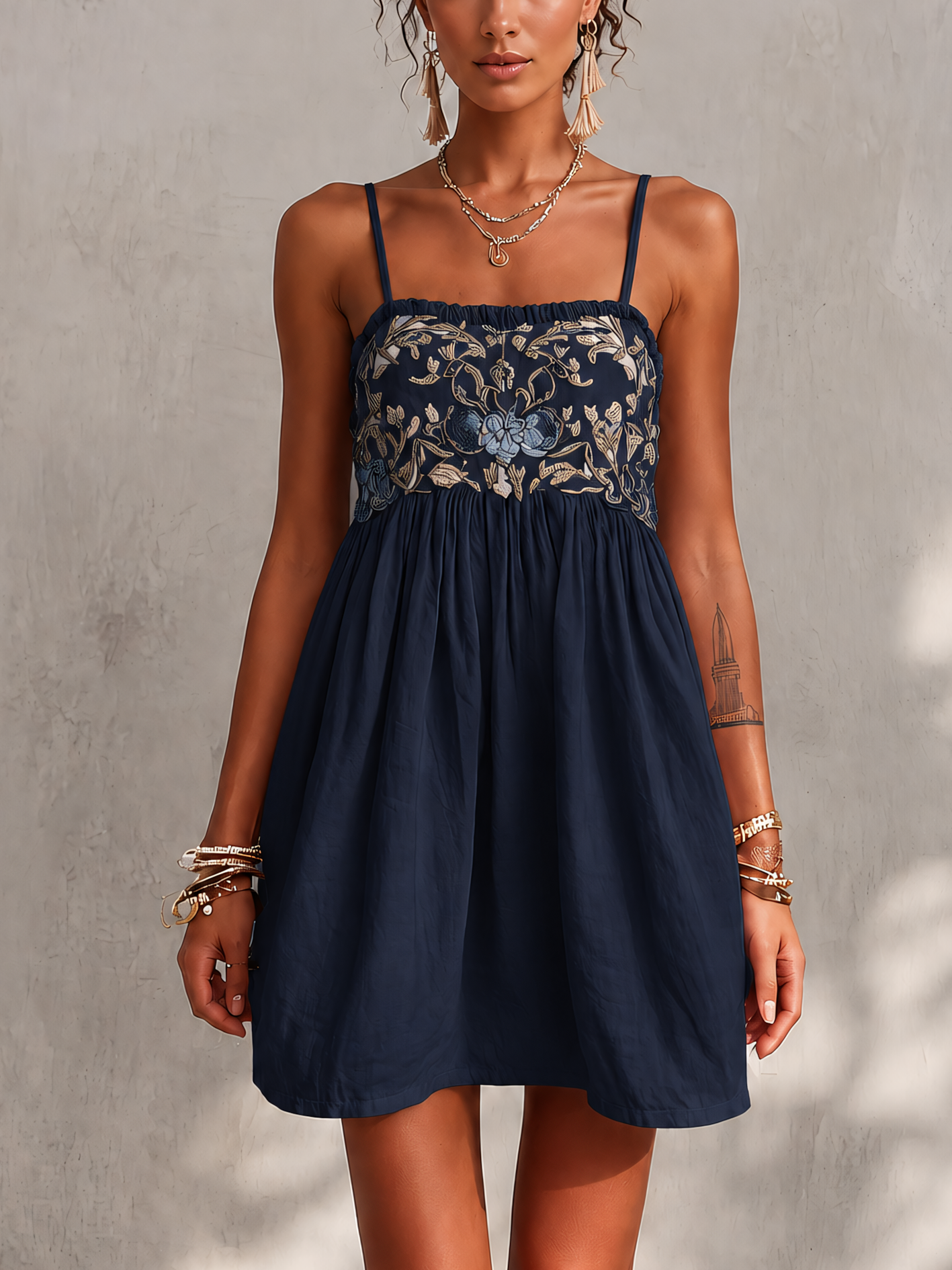 Nadia · Vestido Mini Camisero con Bordado