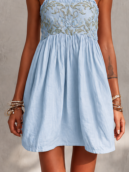Nadia · Vestido Mini Camisero con Bordado