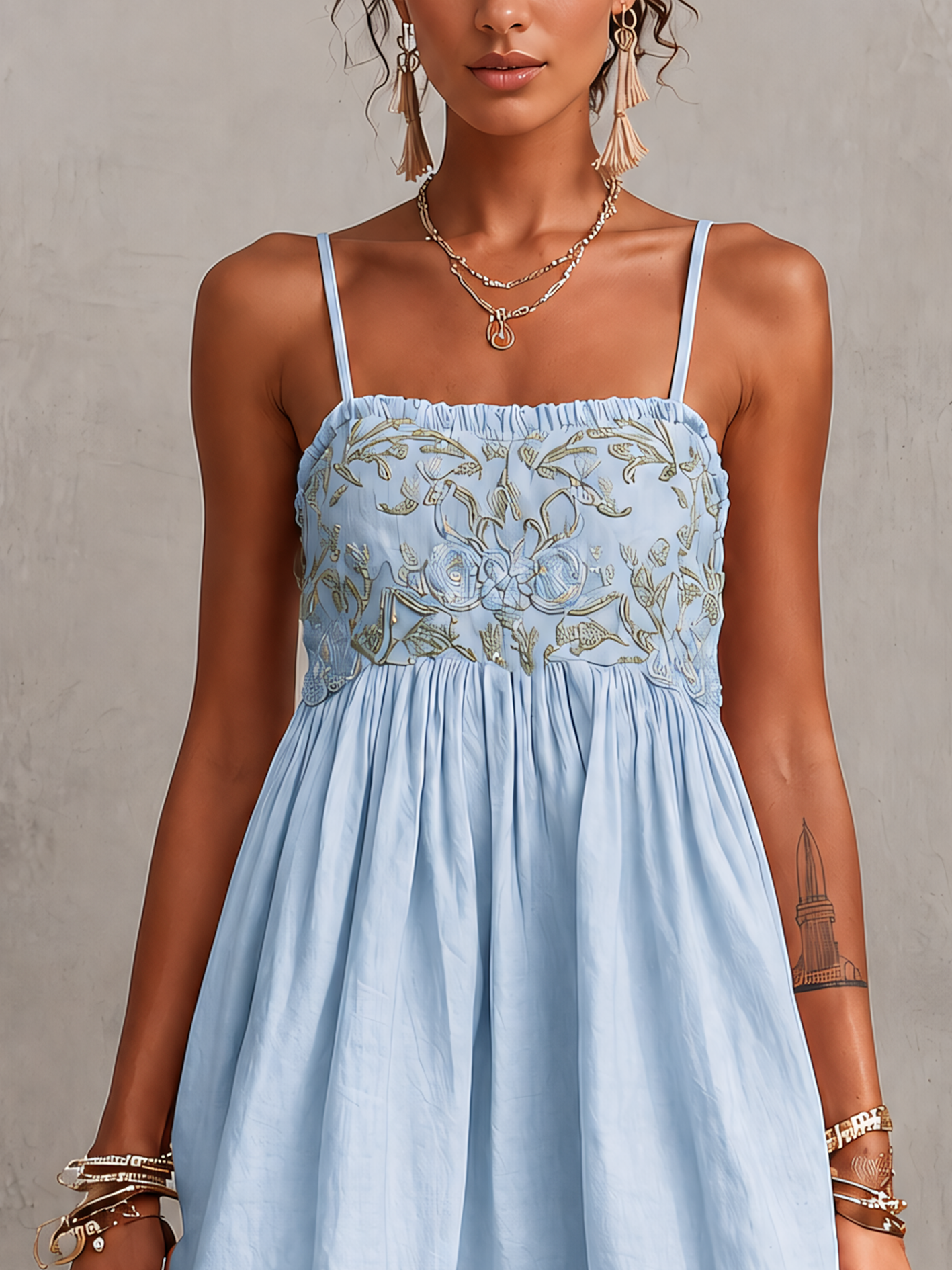 Nadia · Vestido Mini Camisero con Bordado