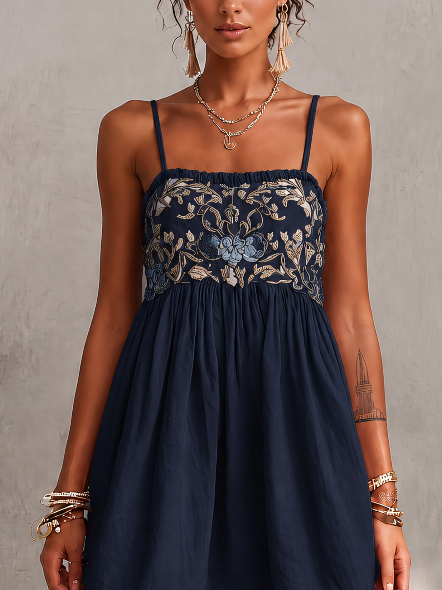 Nadia · Vestido Mini Camisero con Bordado