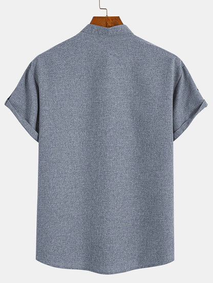 Adrián | Camisa elegante de manga corta con cuello mao