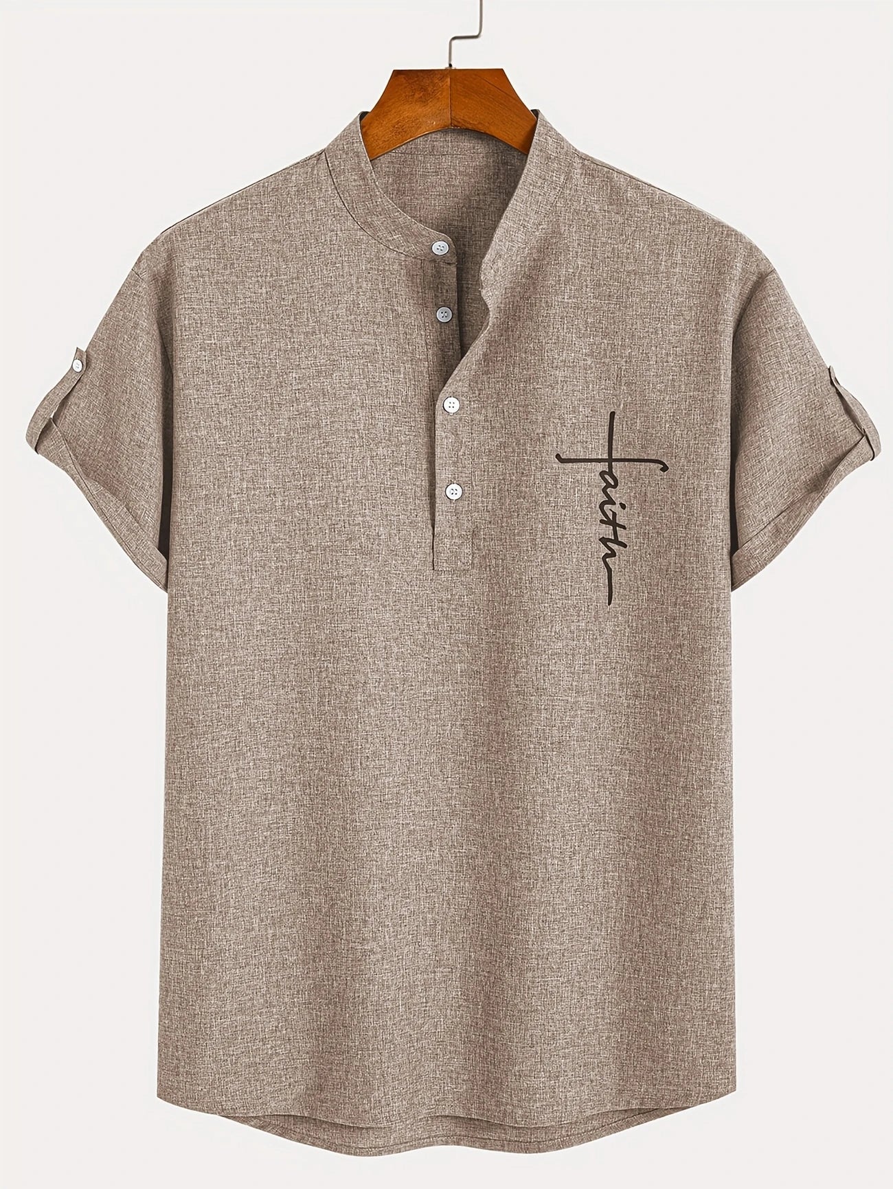 Adrián | Camisa elegante de manga corta con cuello mao