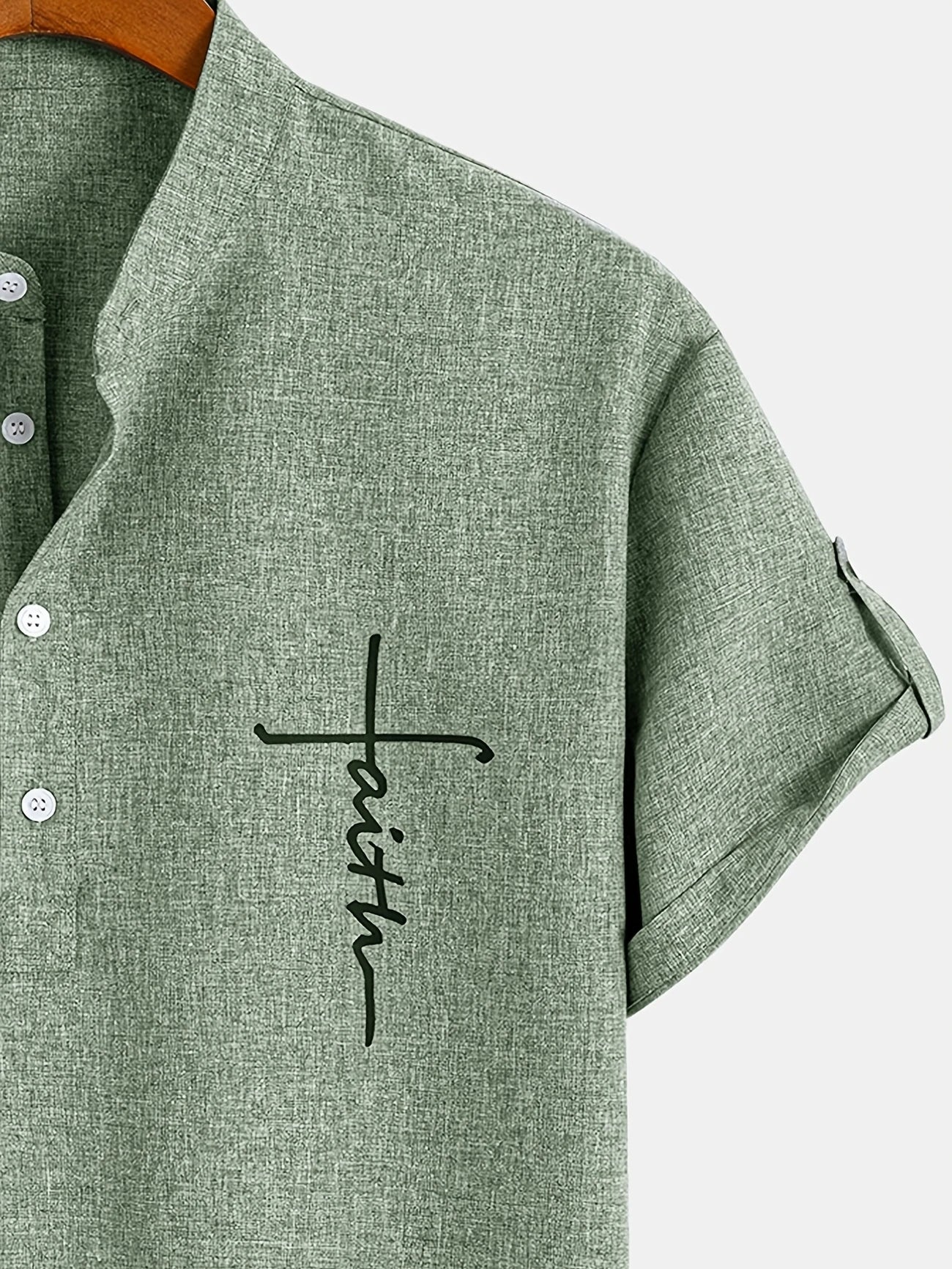 Adrián | Camisa elegante de manga corta con cuello mao