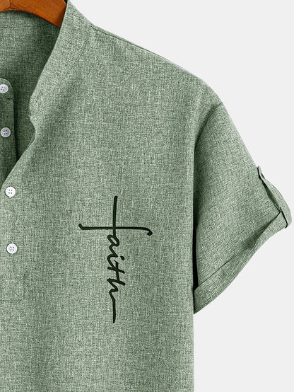 Adrián | Camisa elegante de manga corta con cuello mao