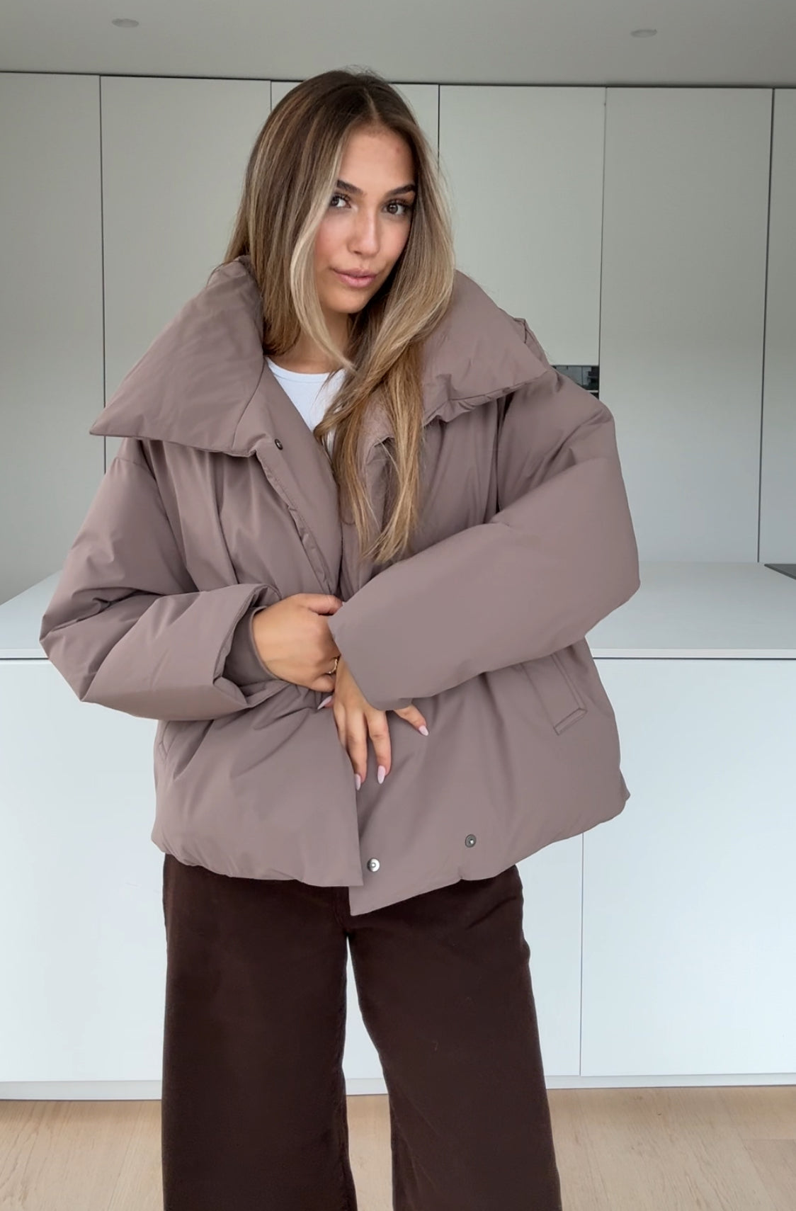 CHAQUETA ACOLCHADA TAUPE