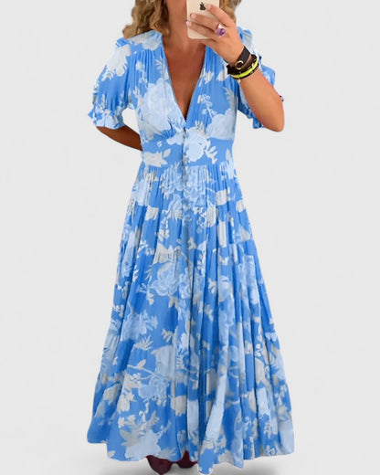 Minelda – Vestido floral con escote en V