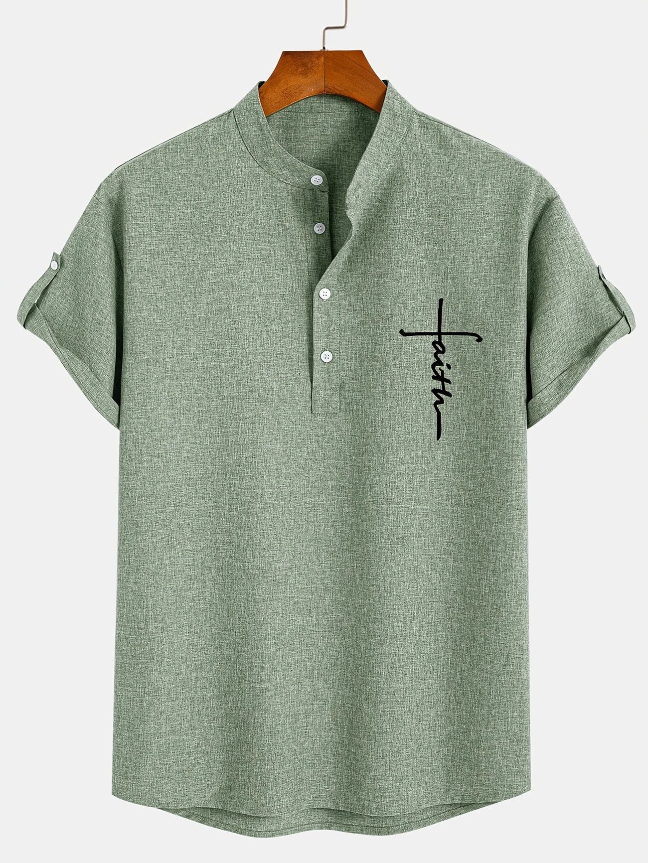 Adrián | Camisa elegante de manga corta con cuello mao