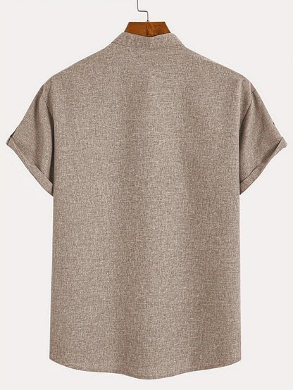 Adrián | Camisa elegante de manga corta con cuello mao