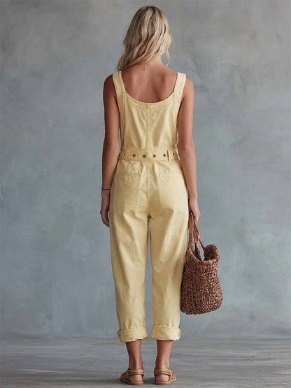 Andrea · Mono Denim con Escote Cuadrado y Cinturón