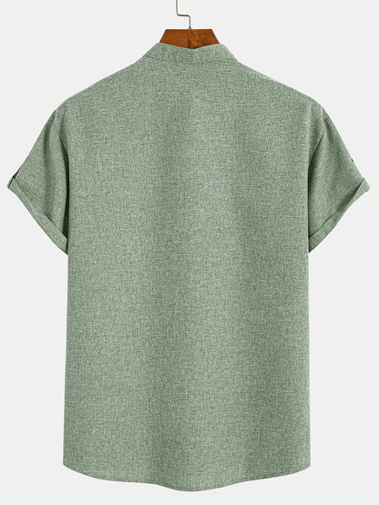 Adrián | Camisa elegante de manga corta con cuello mao