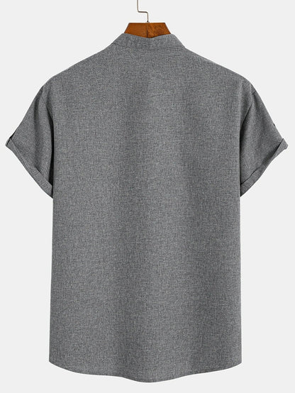 Adrián | Camisa elegante de manga corta con cuello mao