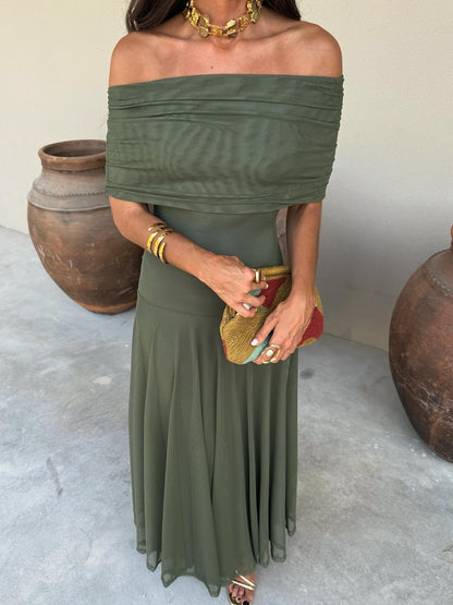Toledo · Vestido Maxi Envolvente Verde Estampado