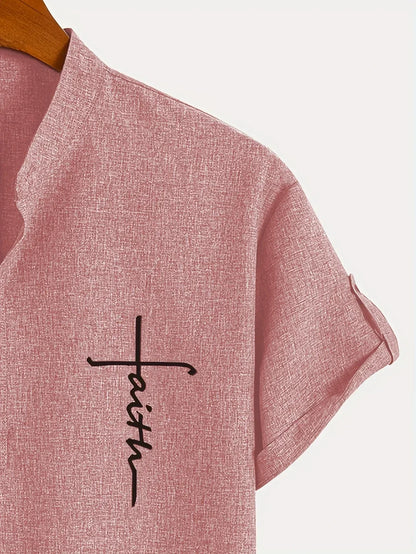 Adrián | Camisa elegante de manga corta con cuello mao