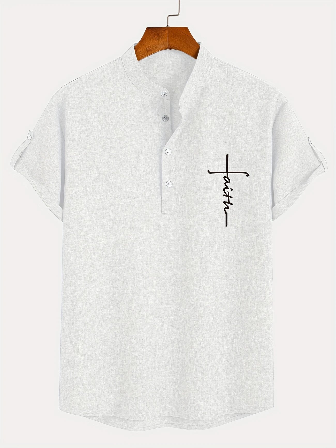 Adrián | Camisa elegante de manga corta con cuello mao