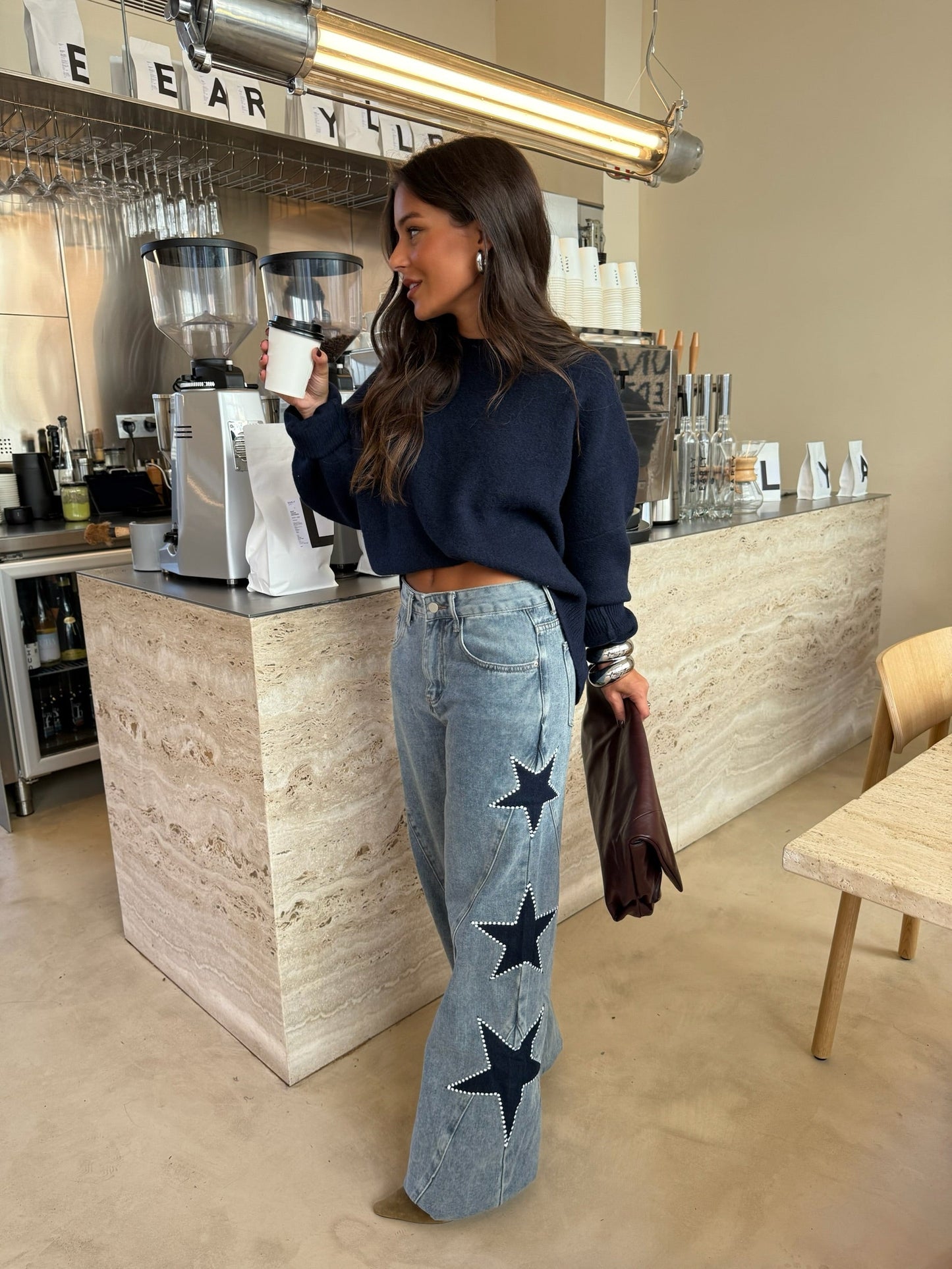 Estrella · Pantalón Vaquero con Estrellas Bordadas
