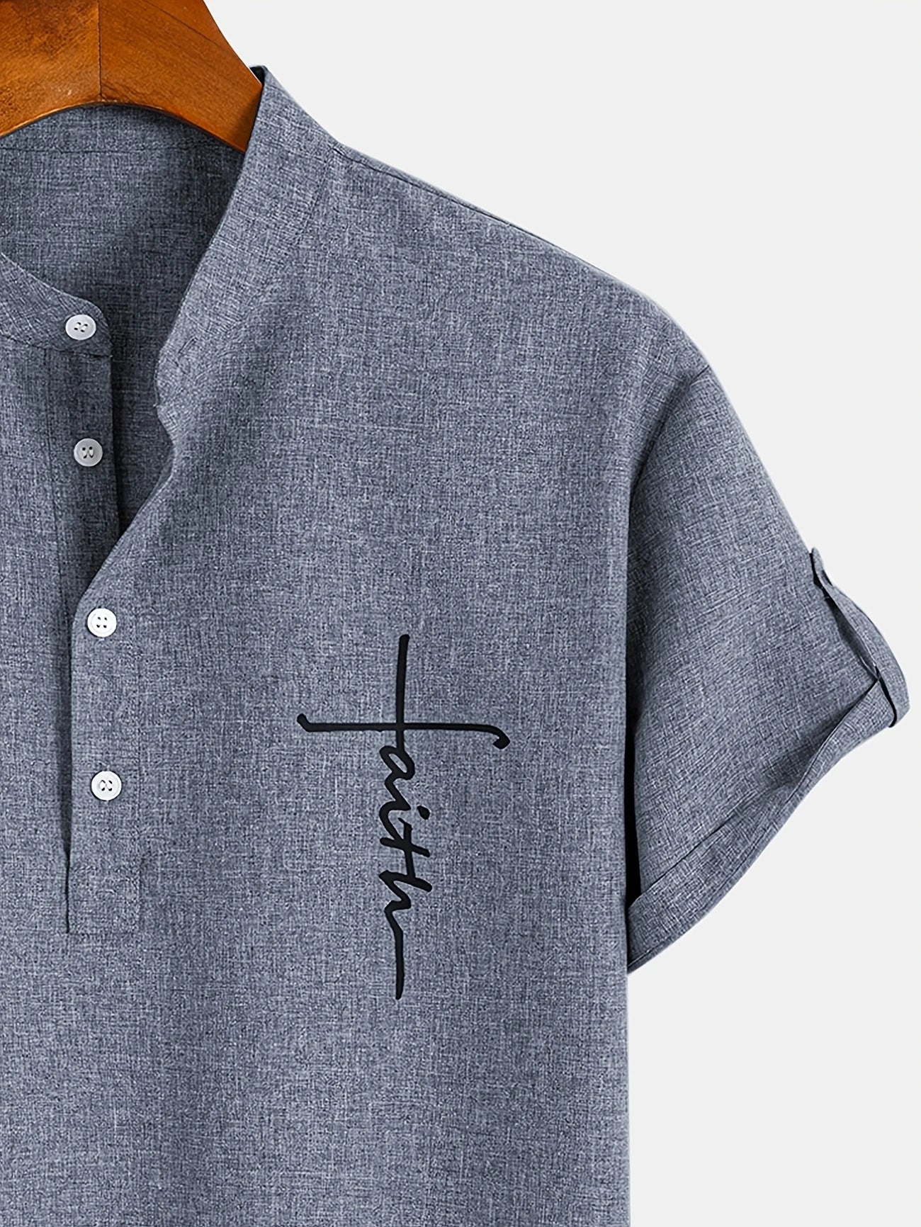 Adrián | Camisa elegante de manga corta con cuello mao
