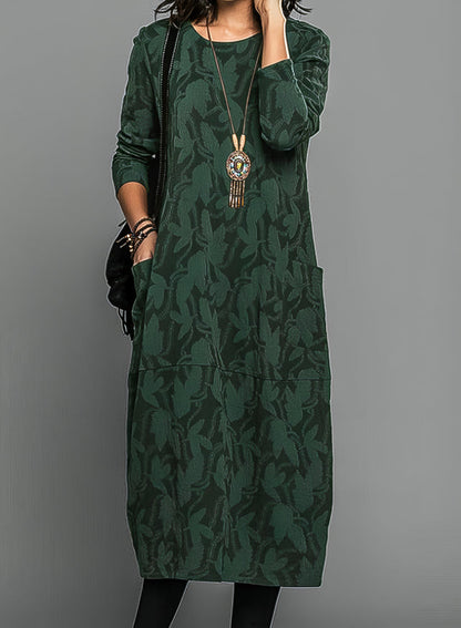 Cassie. Vestido invernal casual de cuello redondo