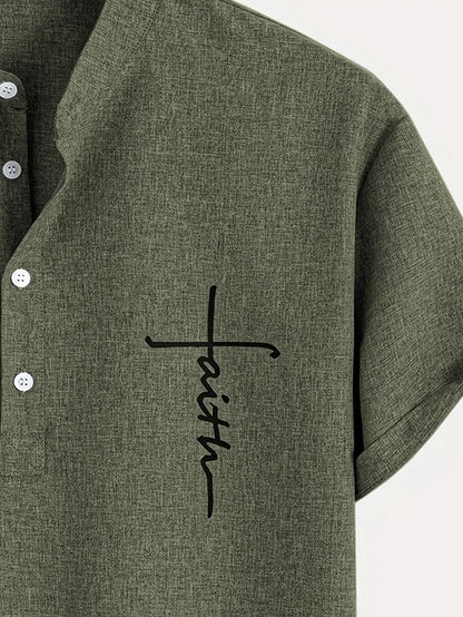 Adrián | Camisa elegante de manga corta con cuello mao