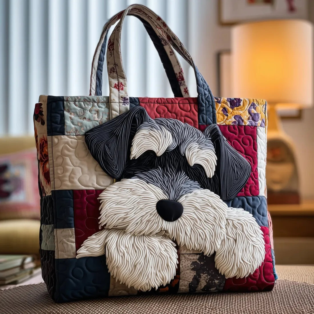 Lucía · Bolso Tote Artesanal con Schnauzer