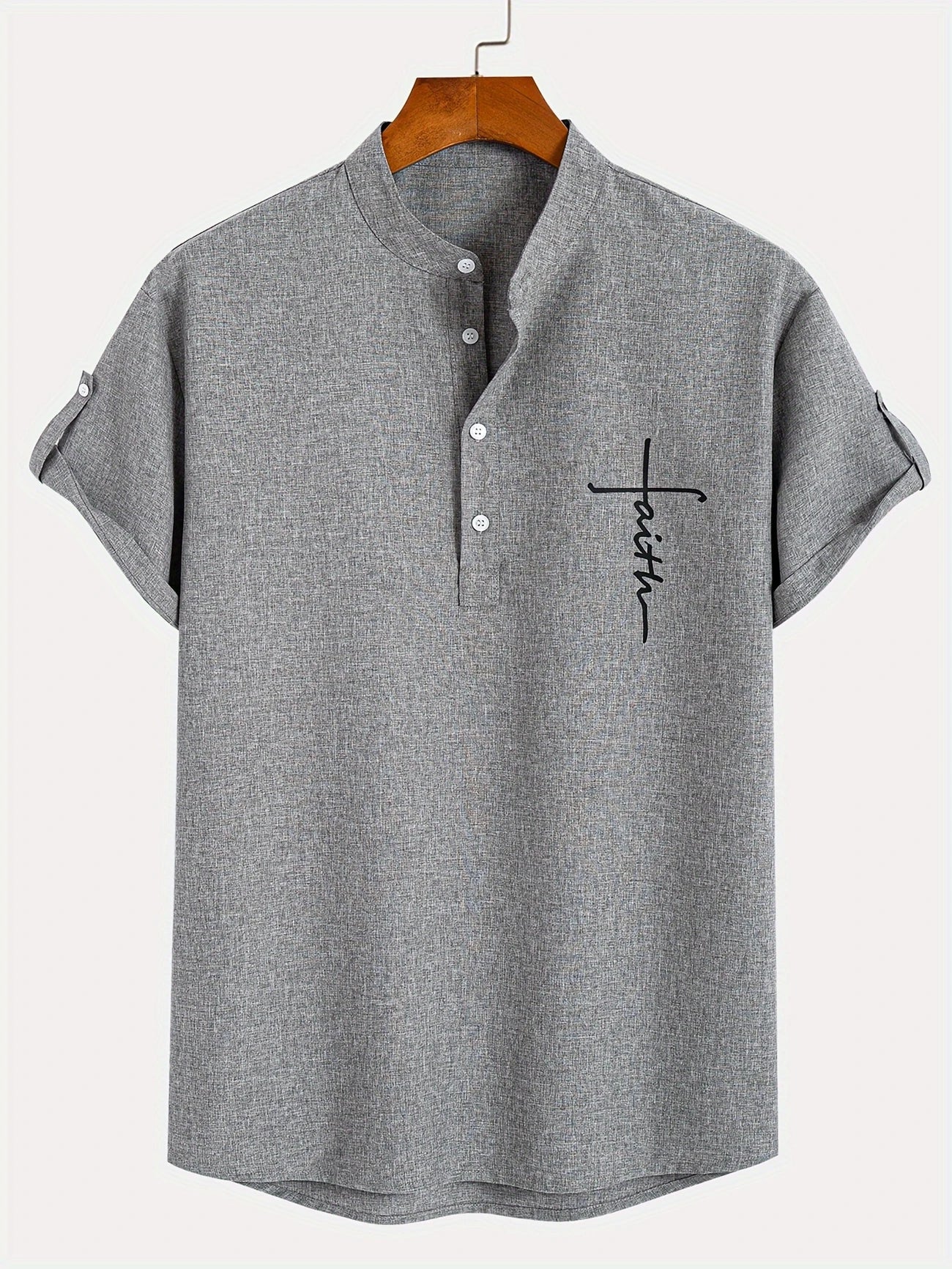Adrián | Camisa elegante de manga corta con cuello mao