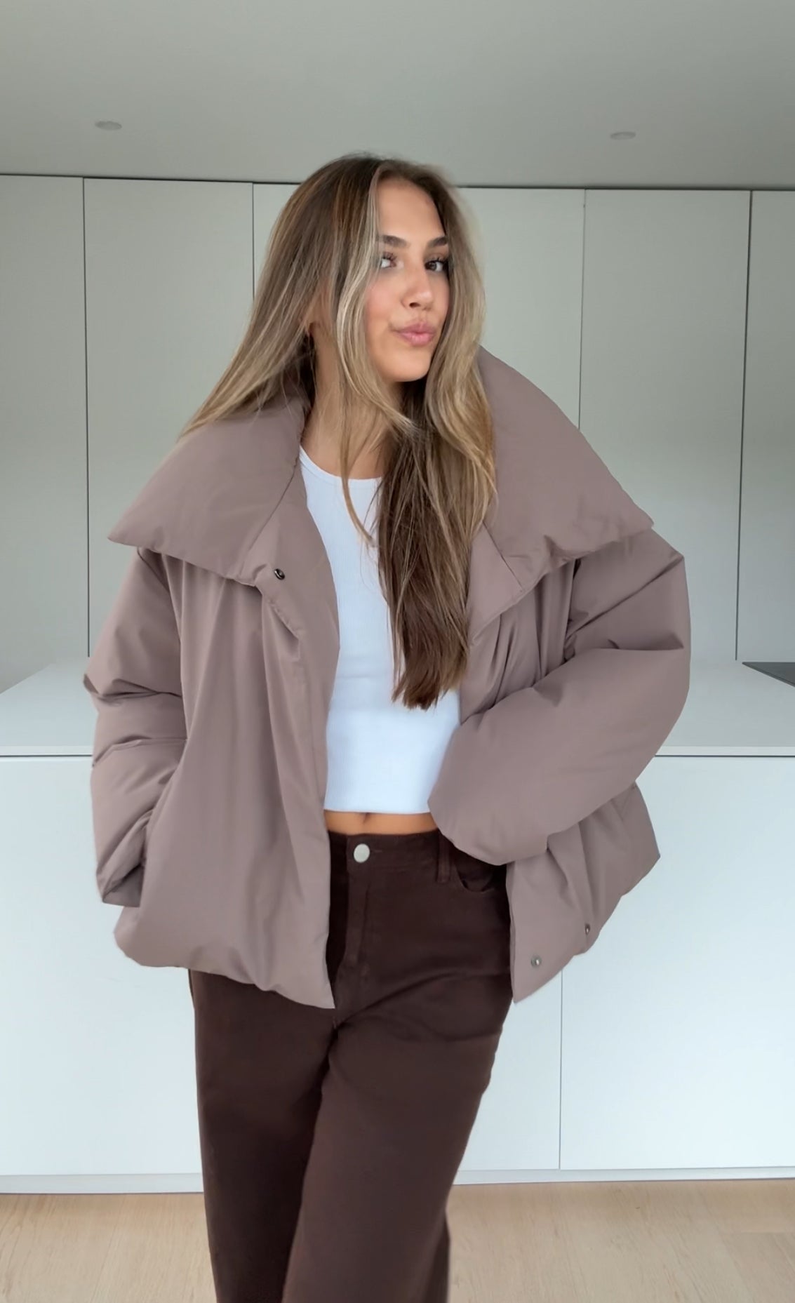 CHAQUETA ACOLCHADA TAUPE