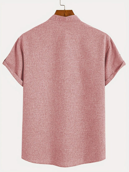 Adrián | Camisa elegante de manga corta con cuello mao