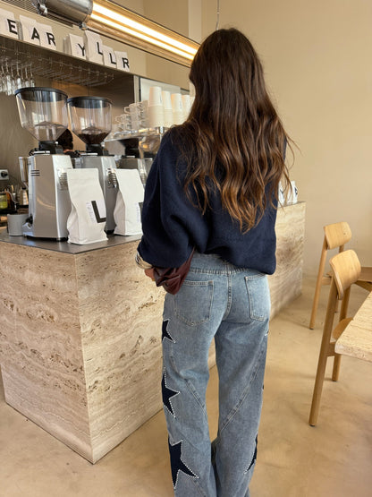 Estrella · Pantalón Vaquero con Estrellas Bordadas