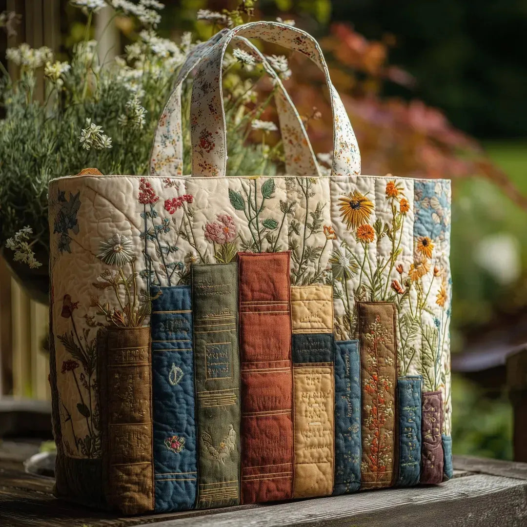 Cristina · Bolso Matelassé Artesanal Libros y Flores