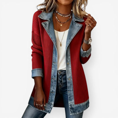Emilia™ | Chaqueta efecto denim combinada