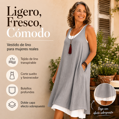Lena · Vestido Casual Sin Mangas Efecto Dos Piezas