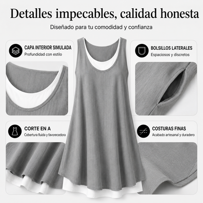 Lena · Vestido Casual Sin Mangas Efecto Dos Piezas