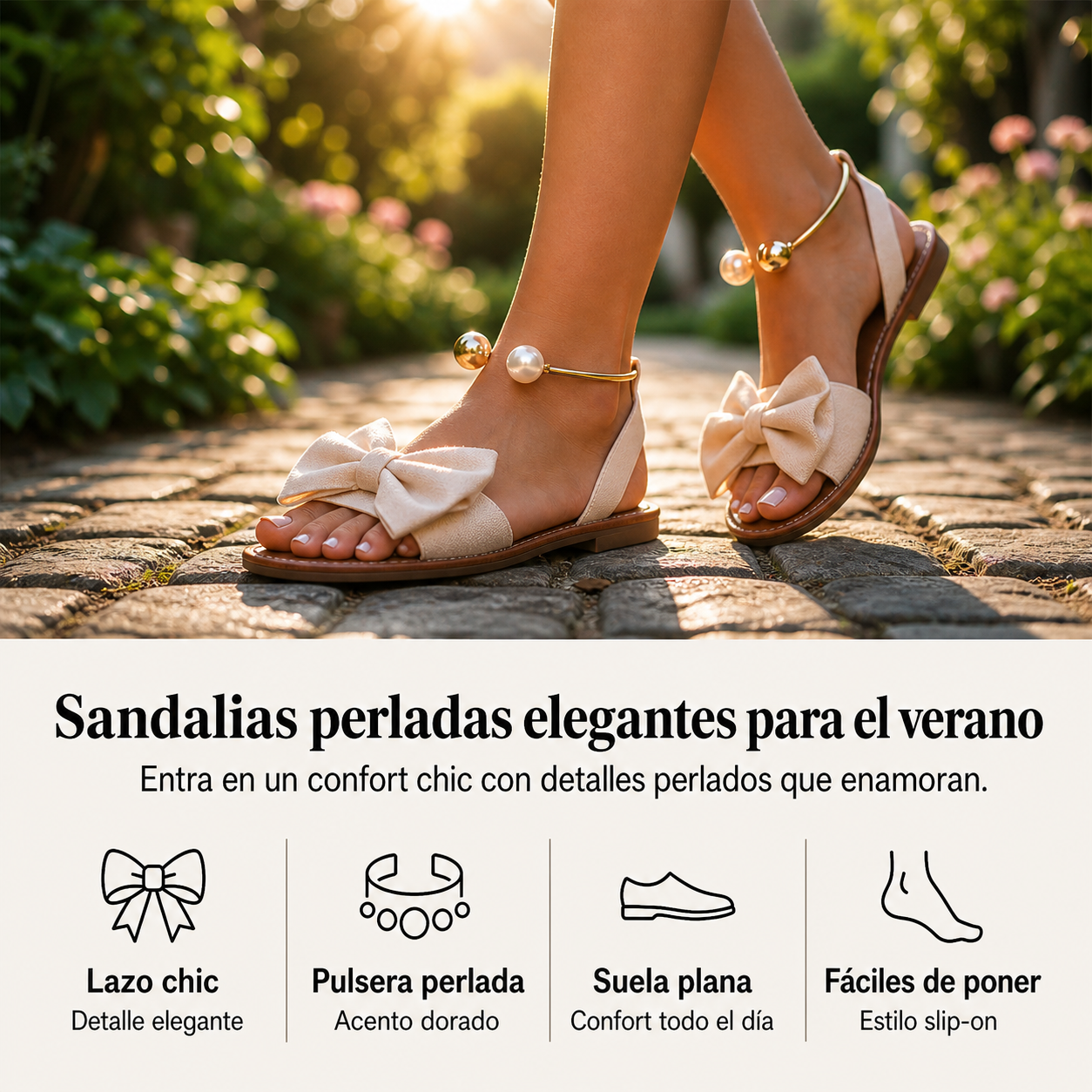 Sandalias Elegantes con Tiras en el Tobillo y Perlas