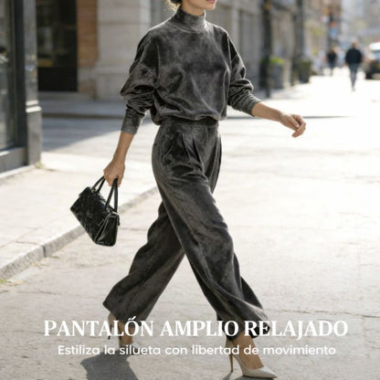 Conjunto Mujer 2 Piezas | Top Cálido y Pantalón Amplio