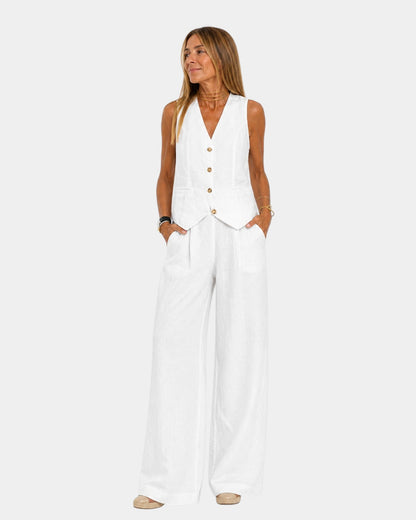 Inés · Conjunto Chaleco y Pantalón de Pierna Ancha